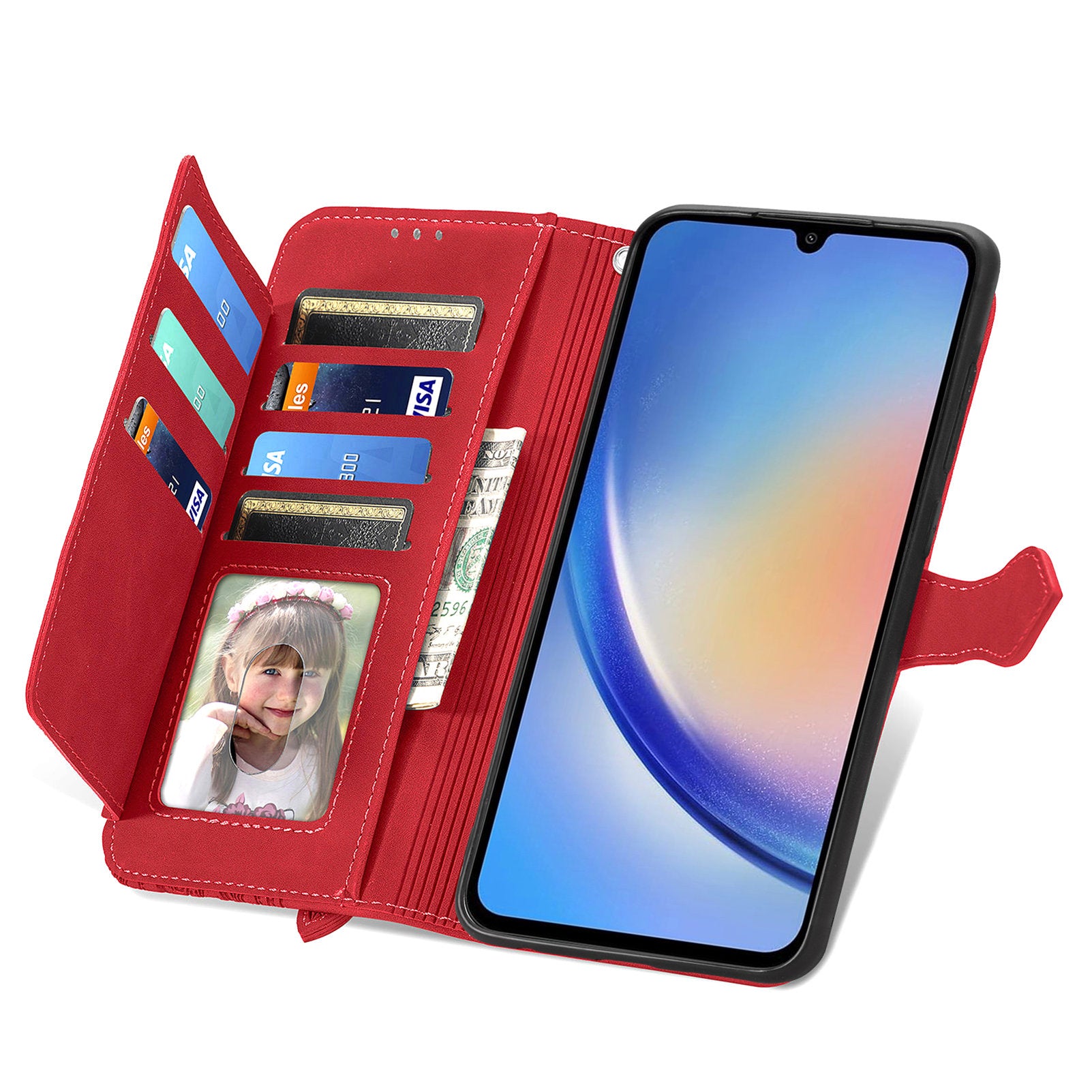 For Samsung Galaxy A55 5G Phone Case Flower Imprinted Protective Leather Flip Cover For Samsung Galaxy A55 5G Phone Case Flower Imprinted Protective Leather Flip Cover